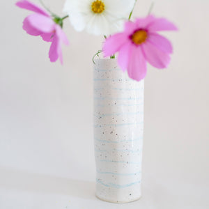 bud vase with blue lines